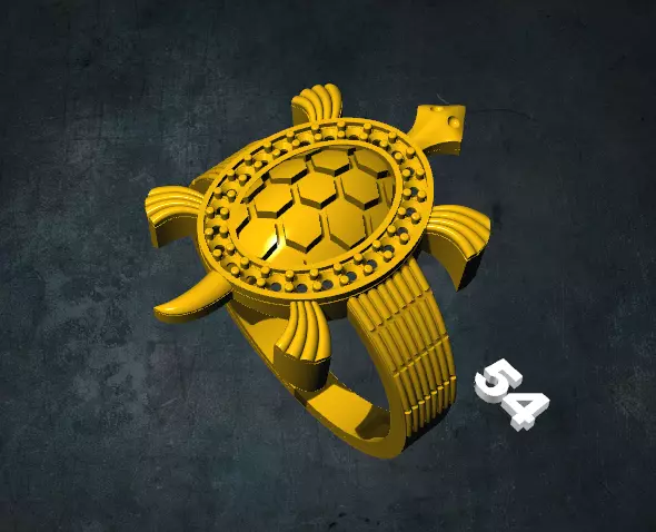 tortois gold turtle ring 3D print model_0