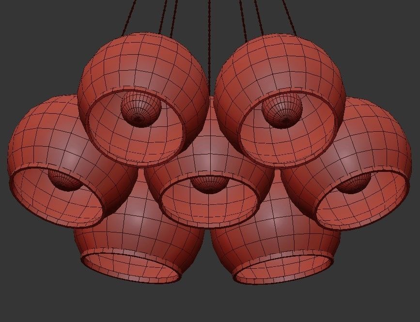 NUAZEN chandelier with clear glass globes hanging from gold c... 3D model_1