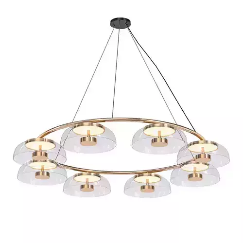 Blossi 8 circular chandelier with clear glass shades