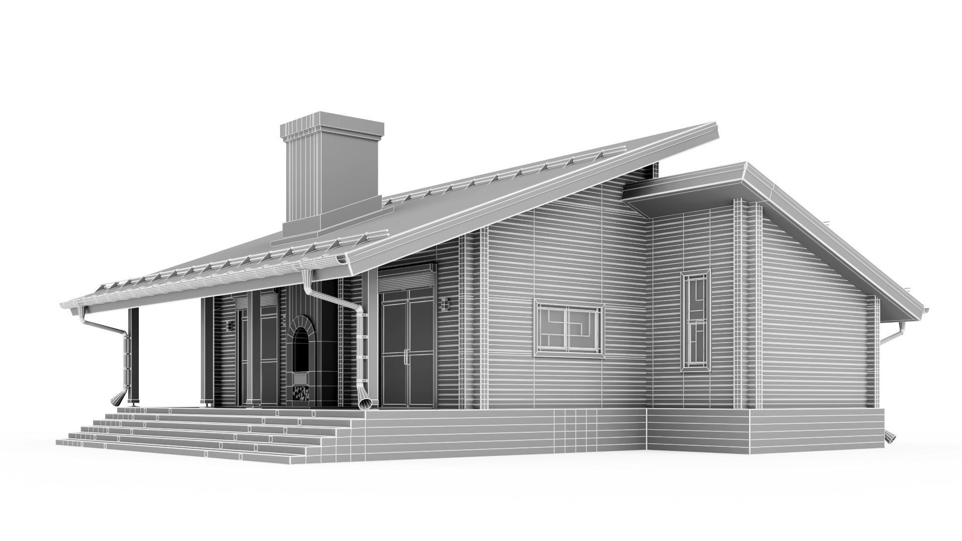 Glued beam house 3D model_42