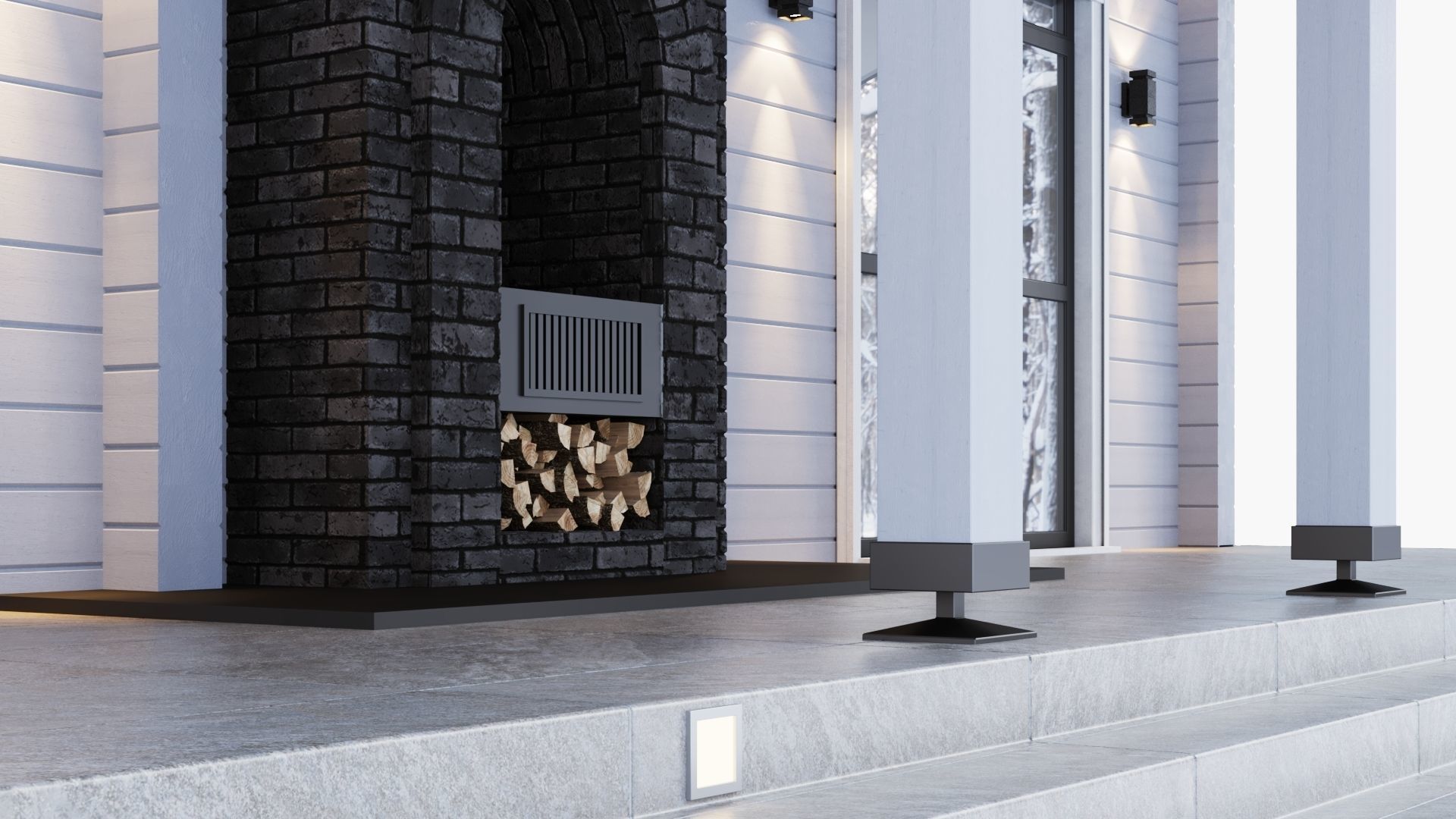 Glued beam house 3D model_13