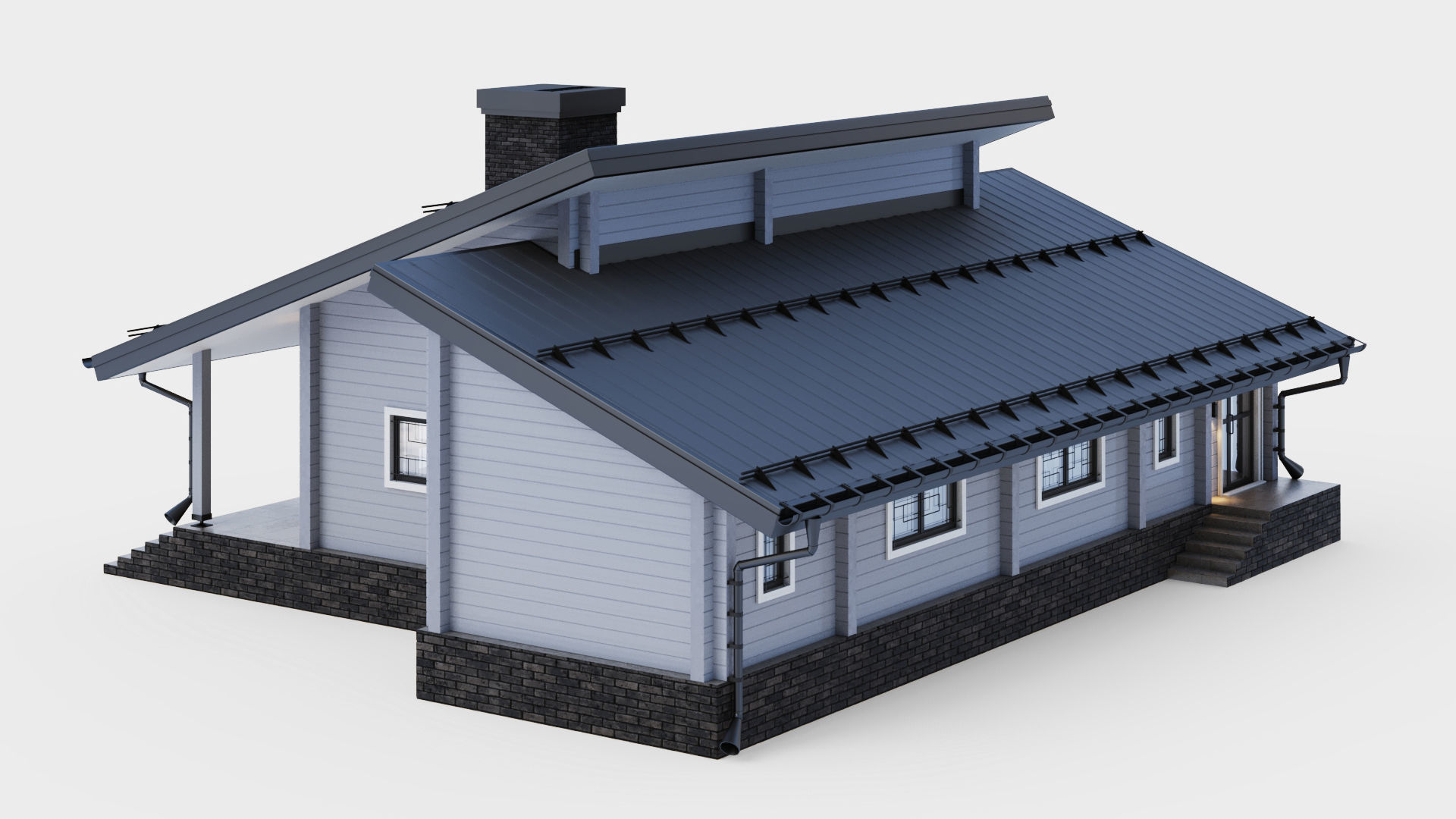 Glued beam house 3D model_11