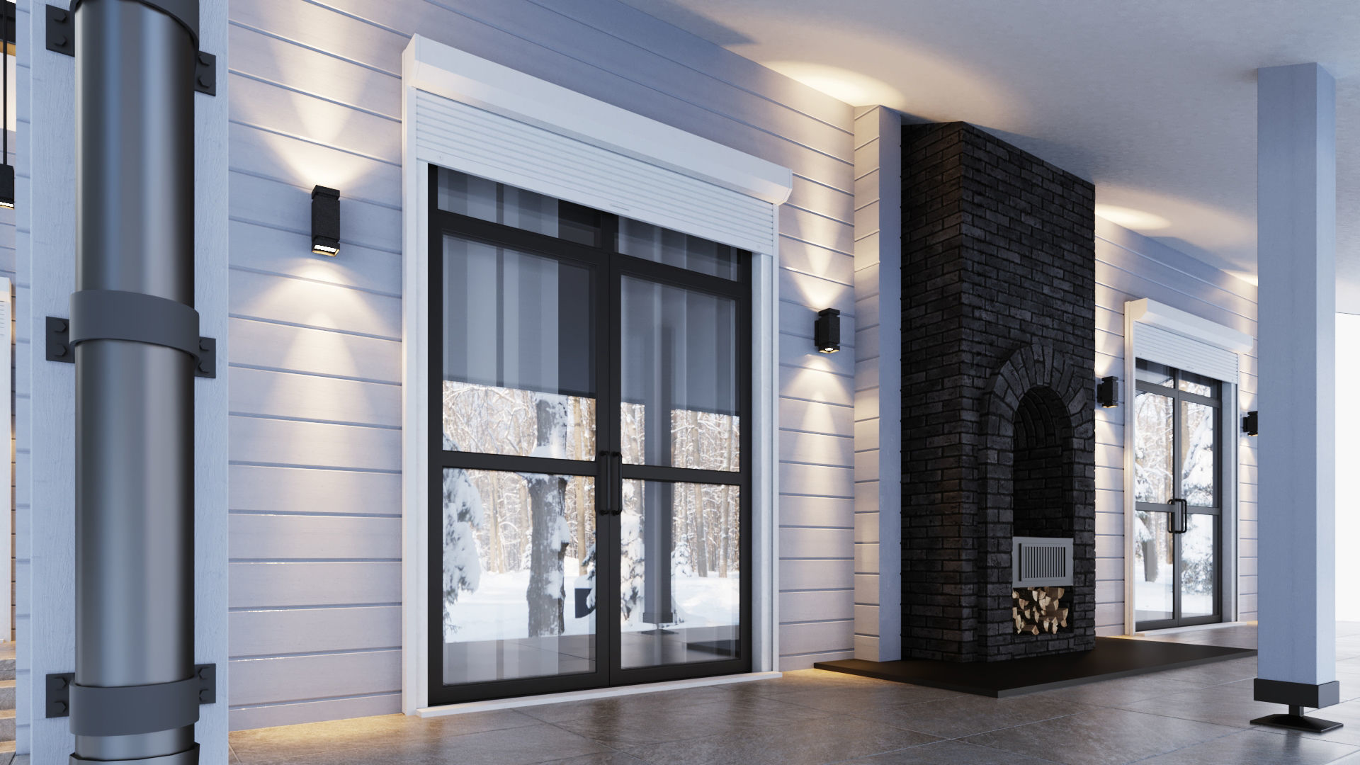 Glued beam house 3D model_16