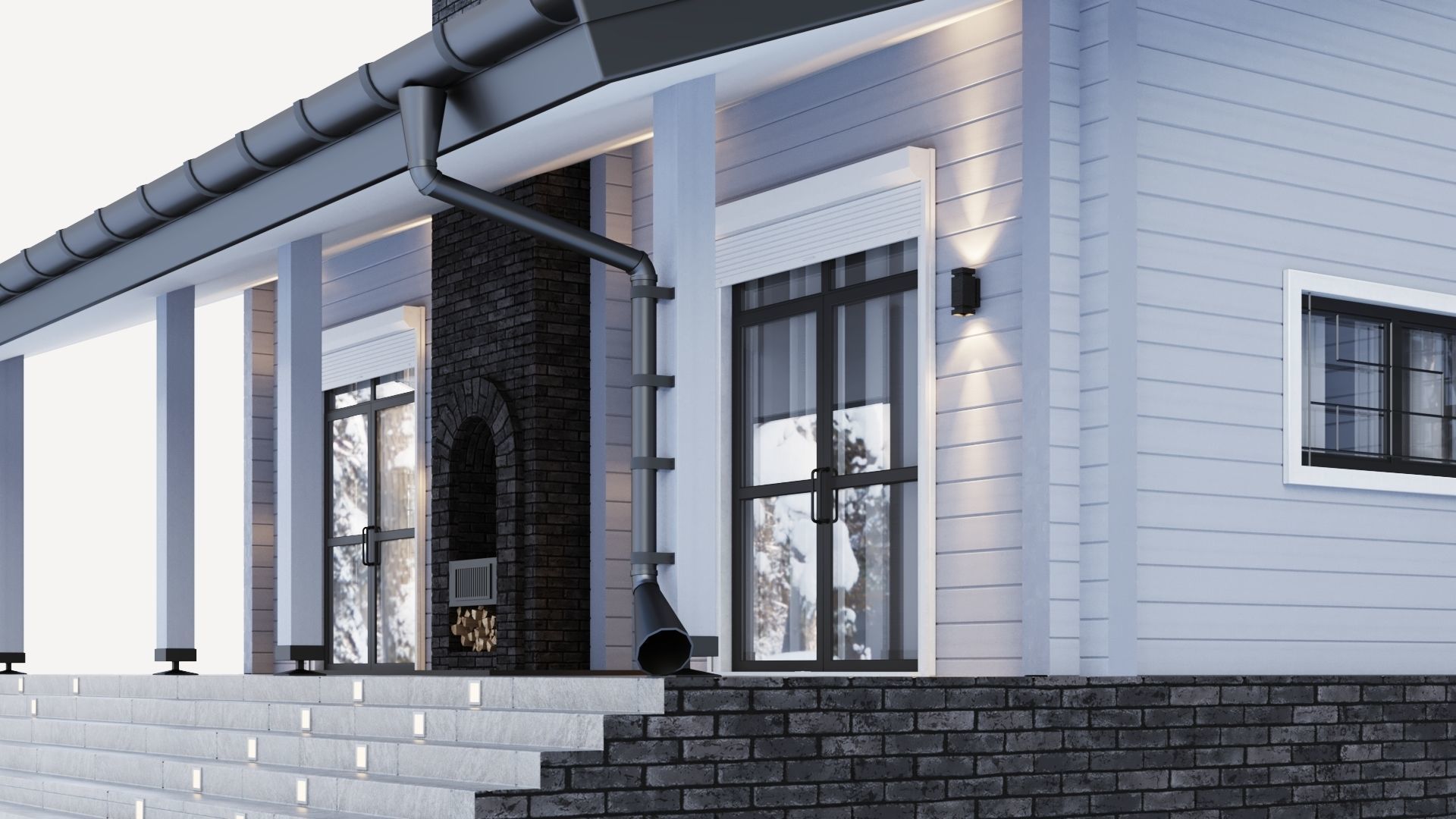Glued beam house 3D model_14