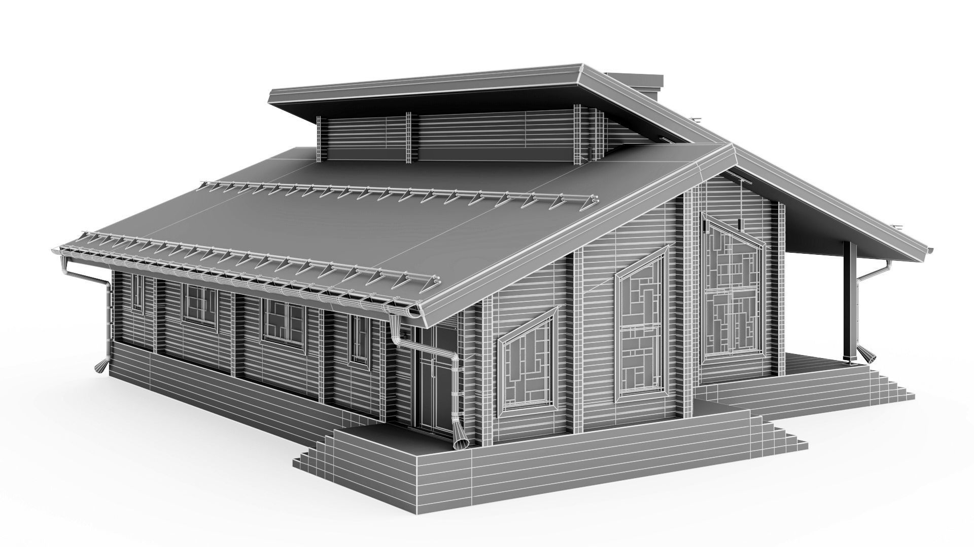 Glued beam house 3D model_46