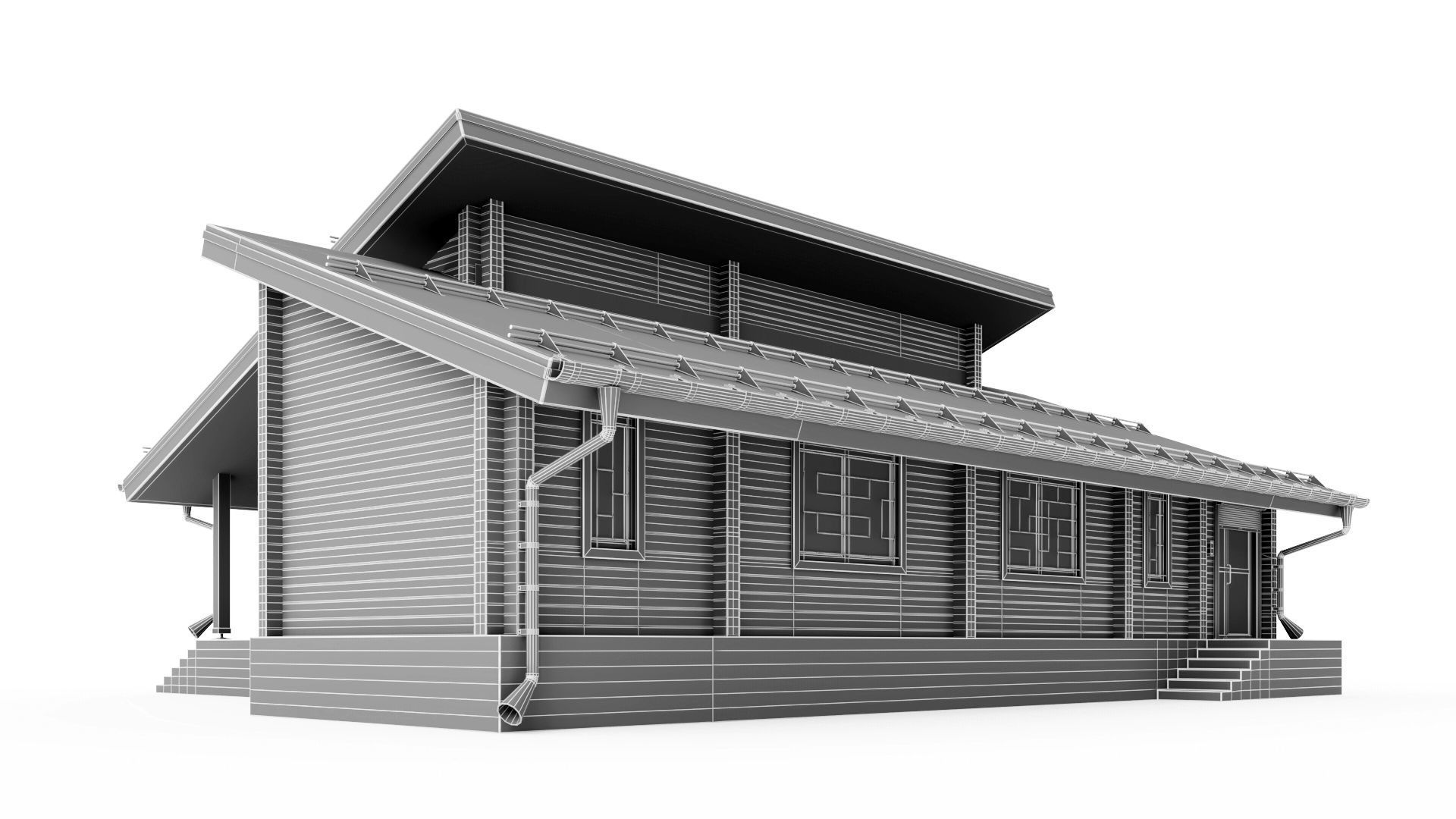 Glued beam house 3D model_44