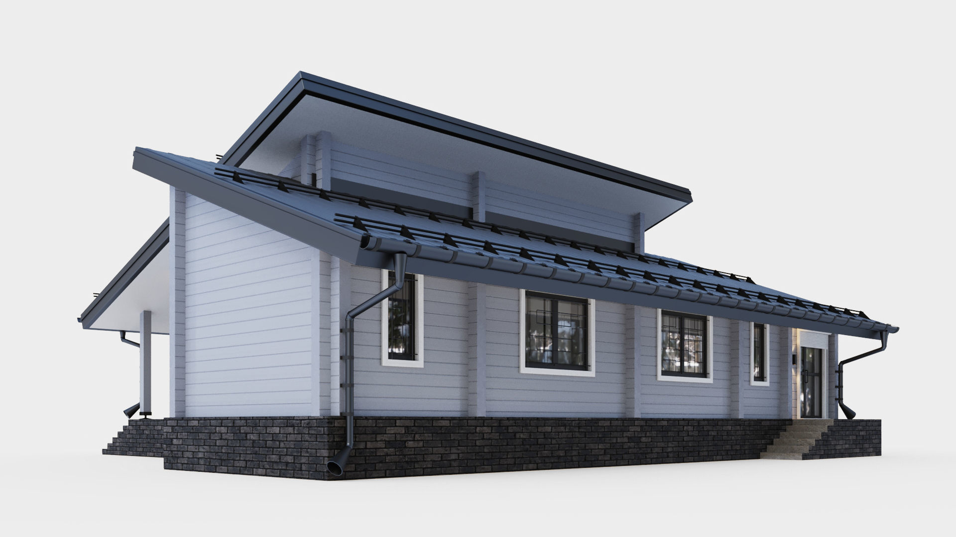 Glued beam house 3D model_8