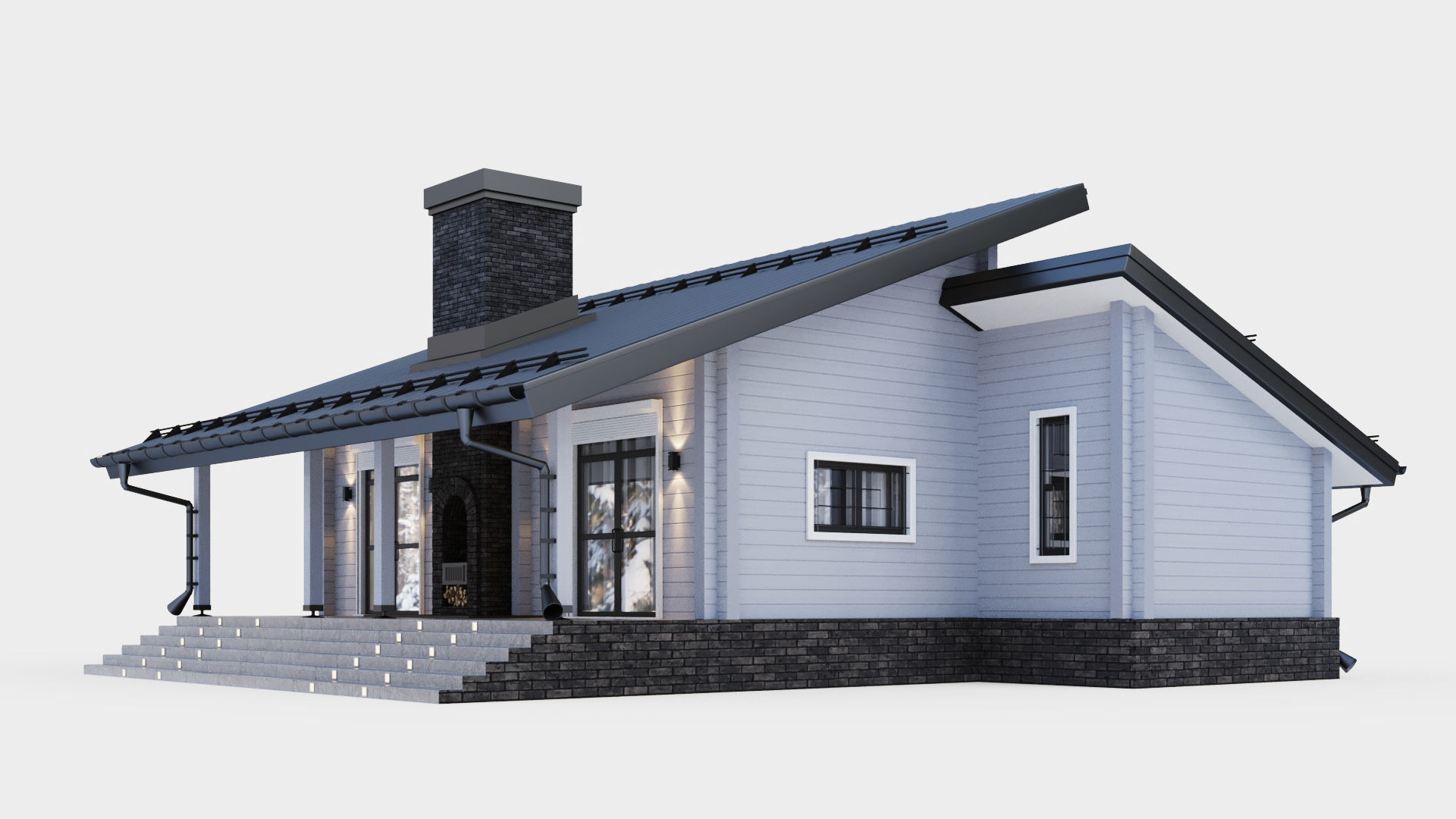 Glued beam house 3D model_6