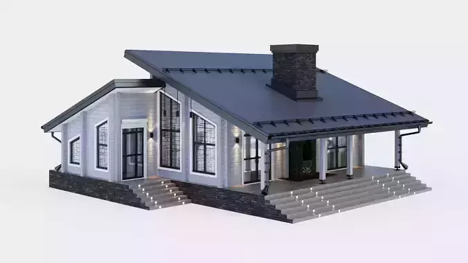 Glued beam house 3D model