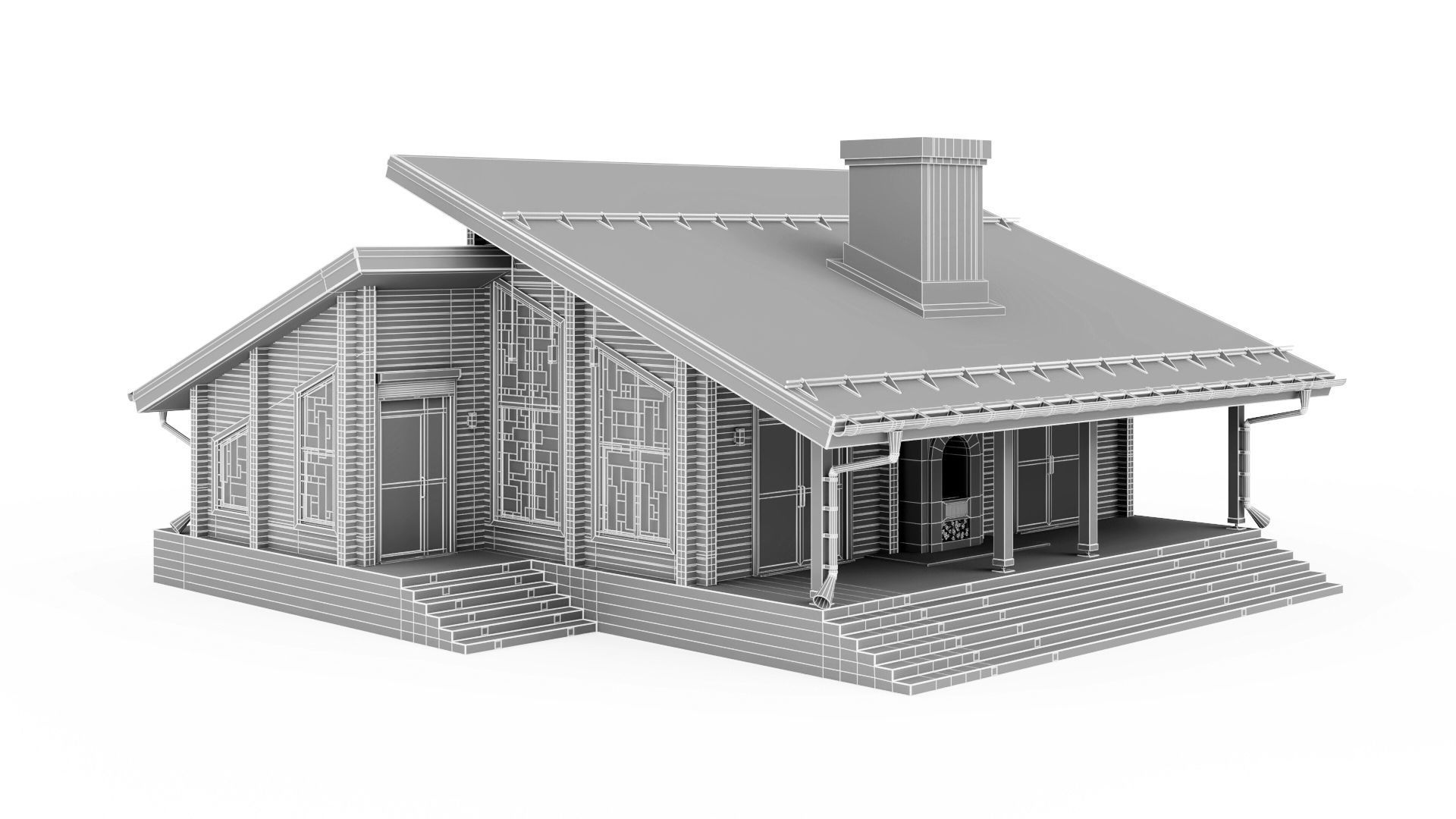 Glued beam house 3D model_47