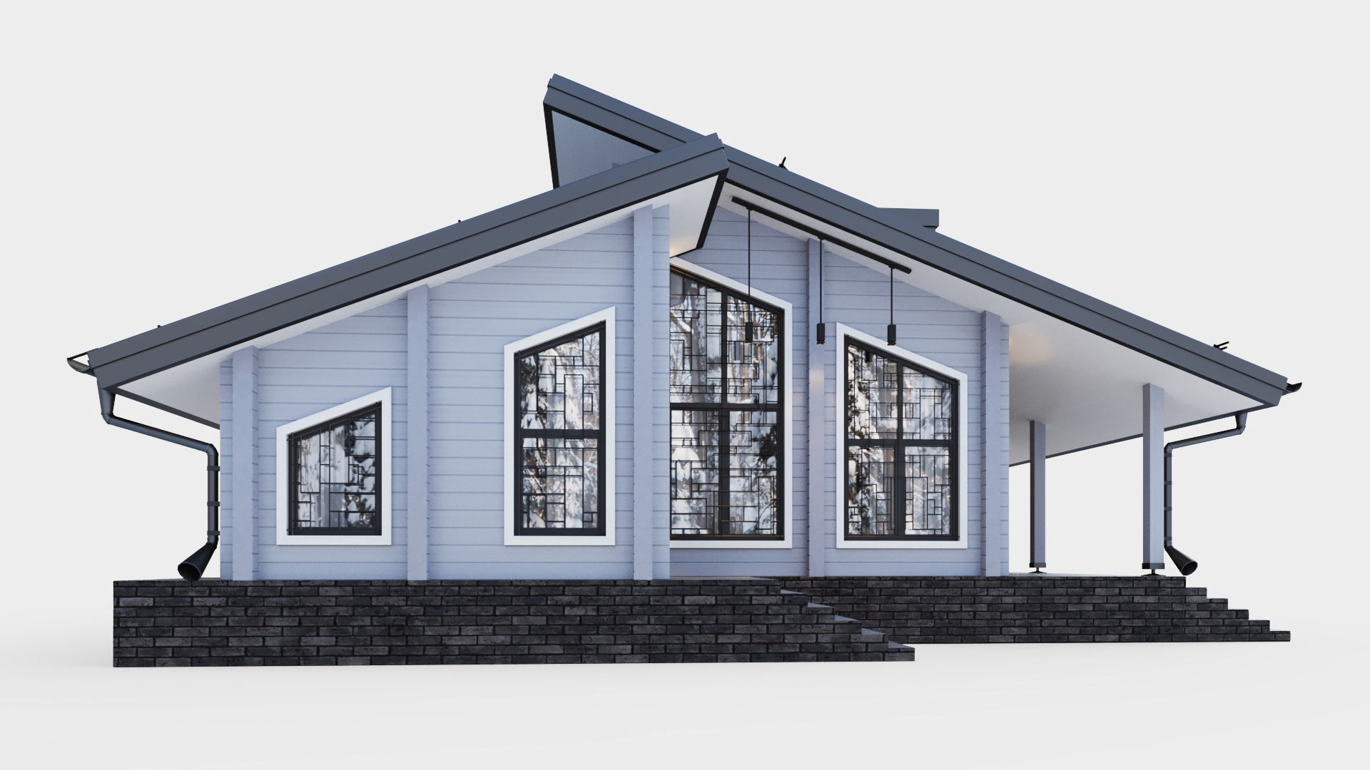 Glued beam house 3D model_3