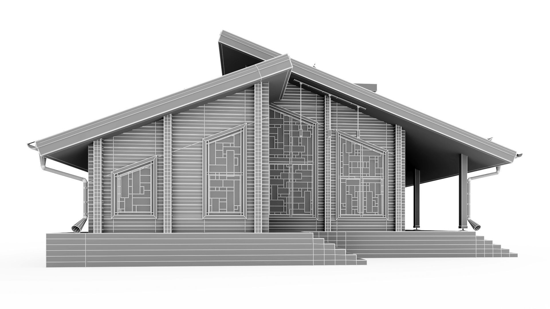 Glued beam house 3D model_39