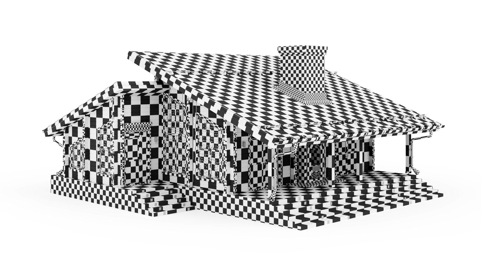 Glued beam house 3D model_29