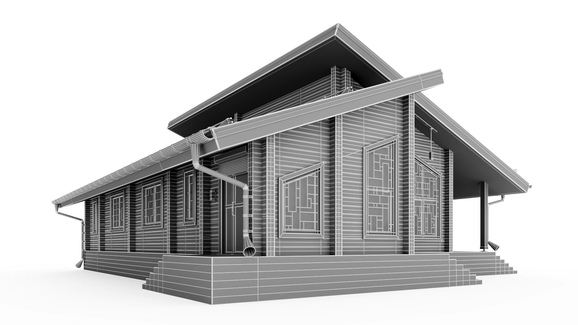 Glued beam house 3D model_38