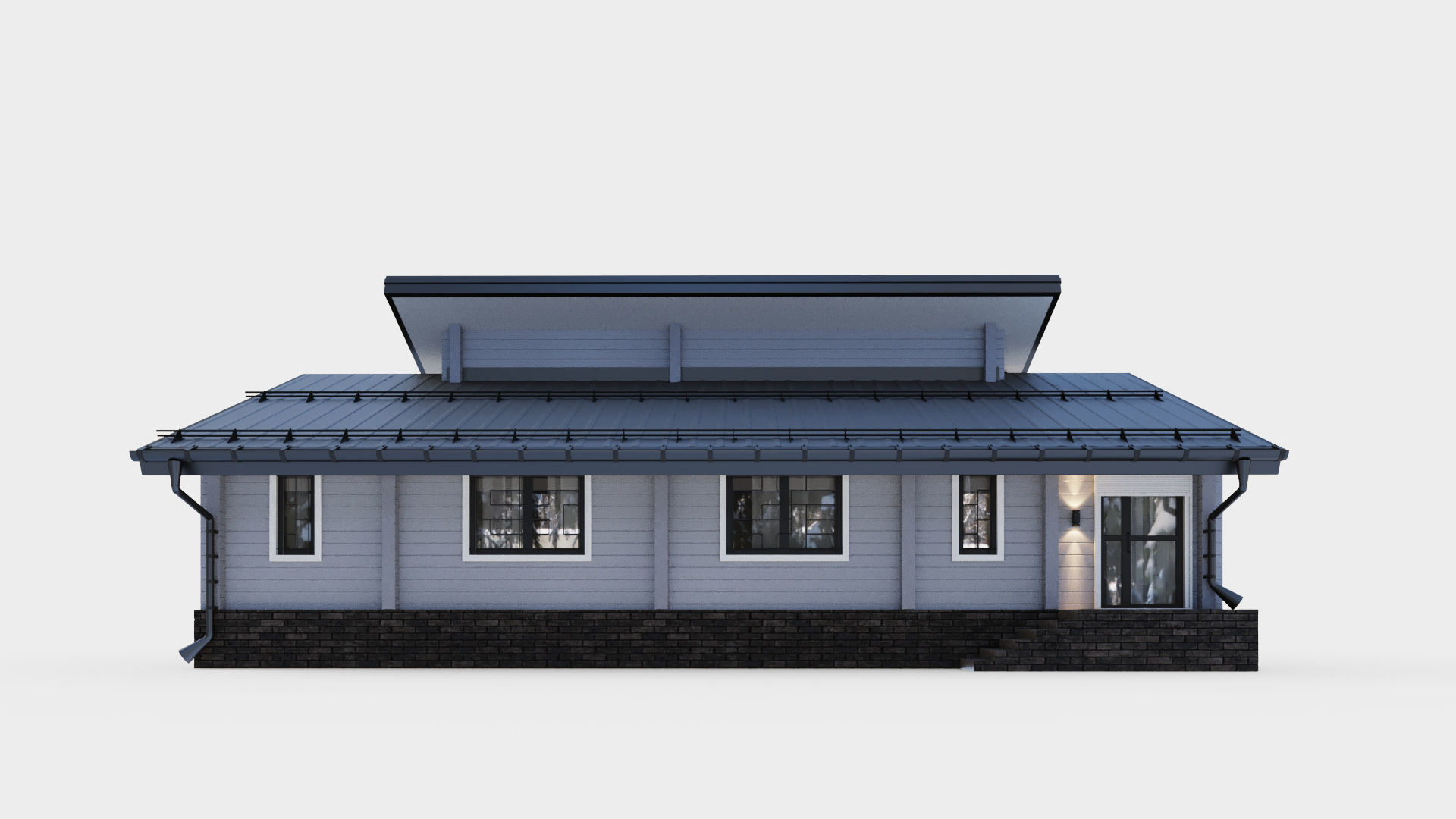 Glued beam house 3D model_9