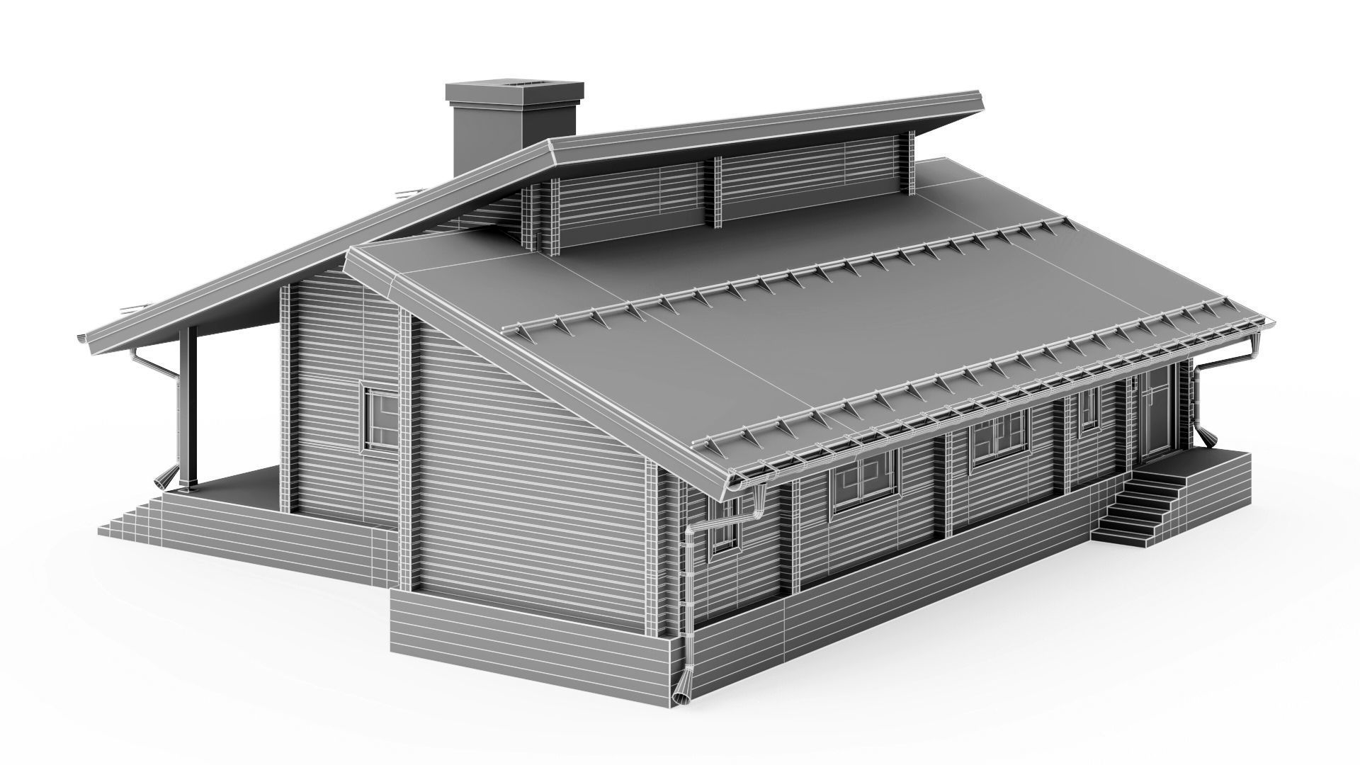 Glued beam house 3D model_49