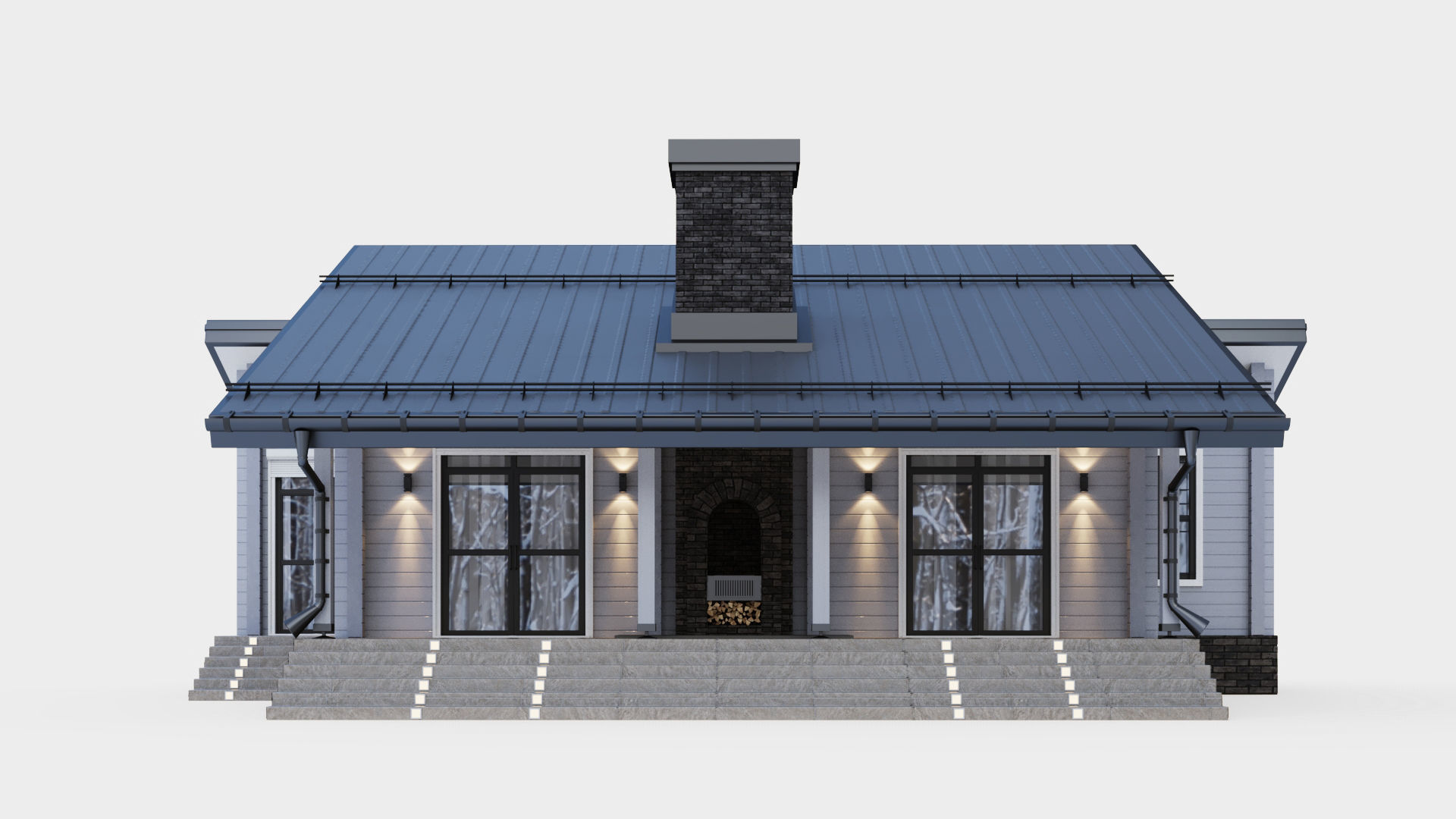 Glued beam house 3D model_5
