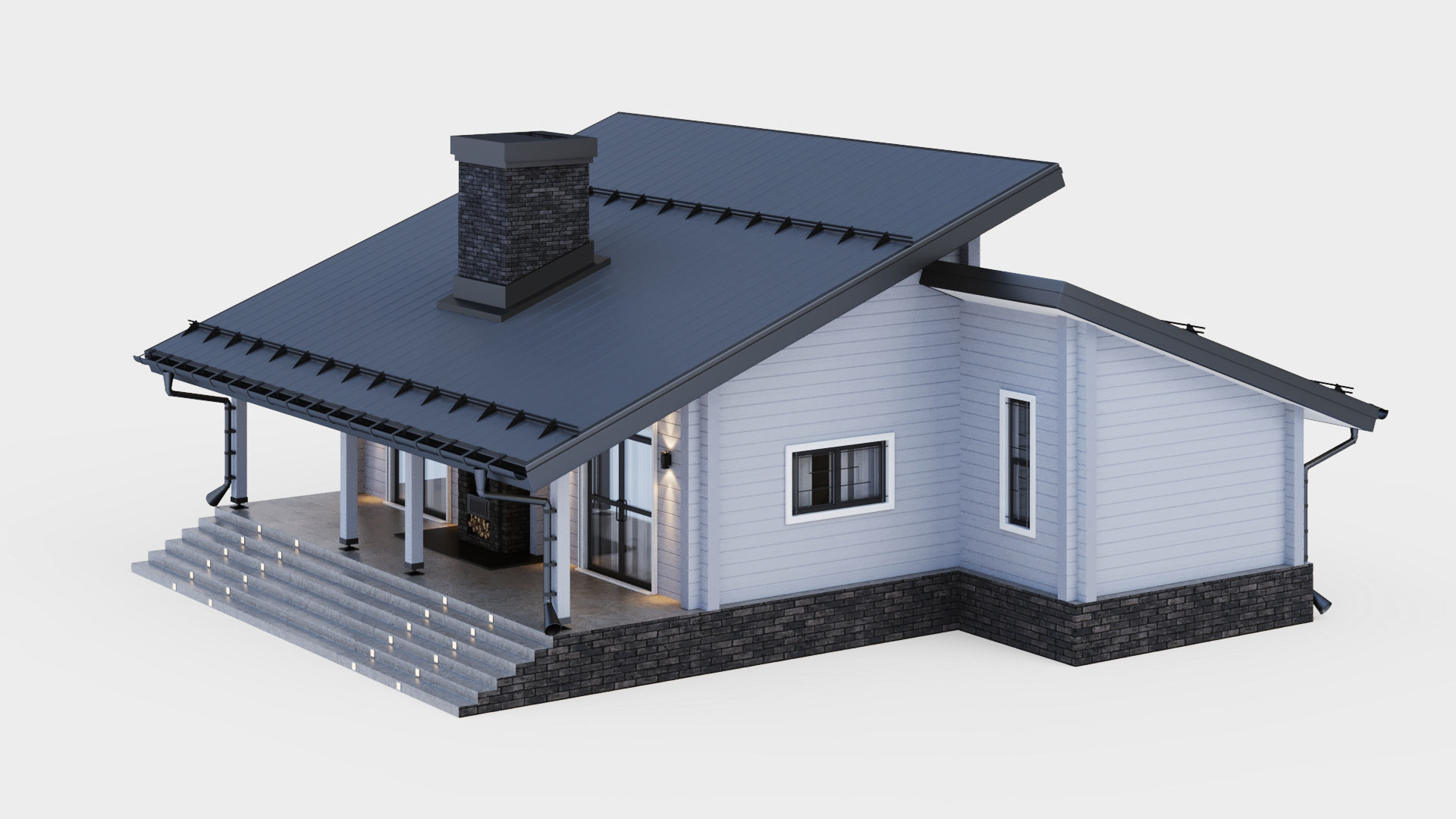 Glued beam house 3D model_10