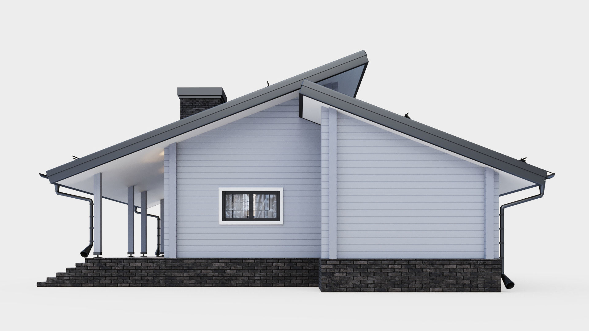 Glued beam house 3D model_7