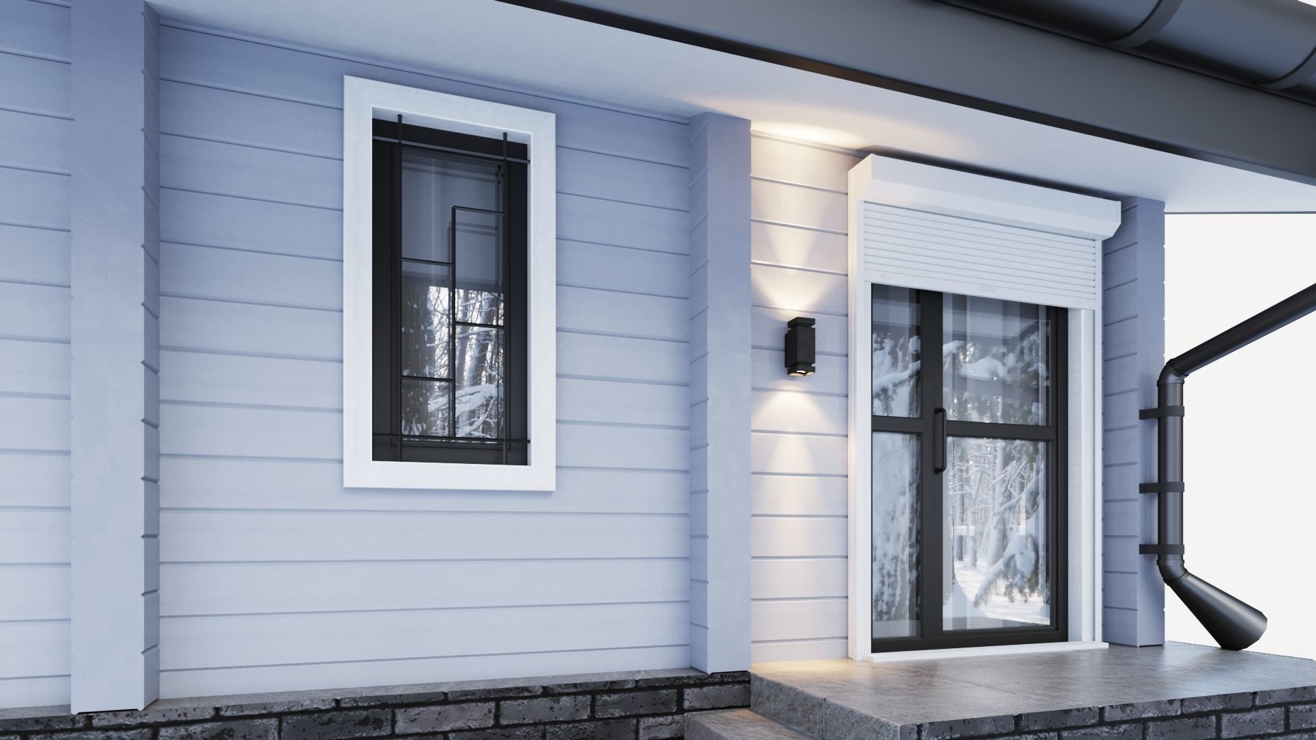 Glued beam house 3D model_17