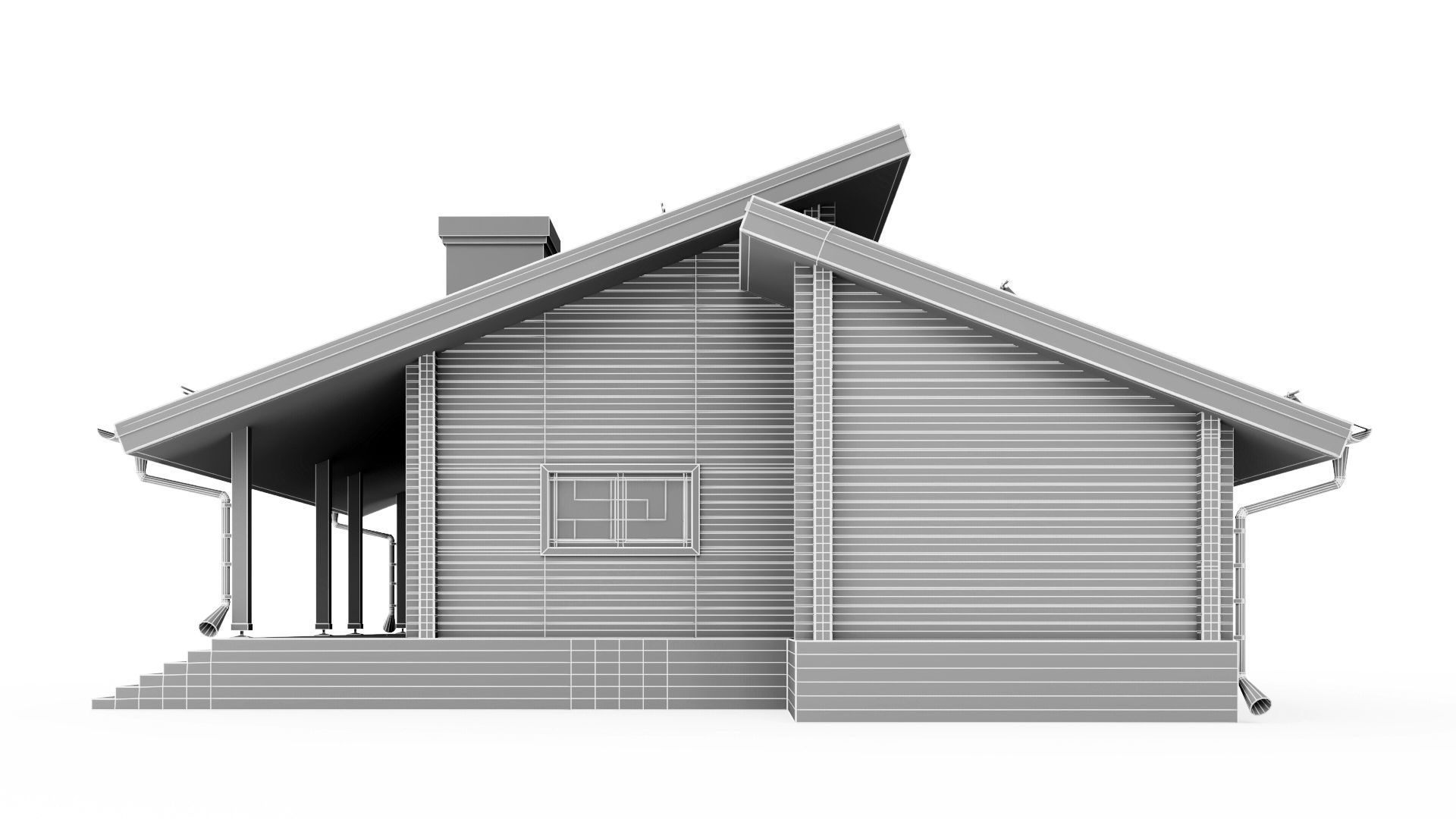 Glued beam house 3D model_43