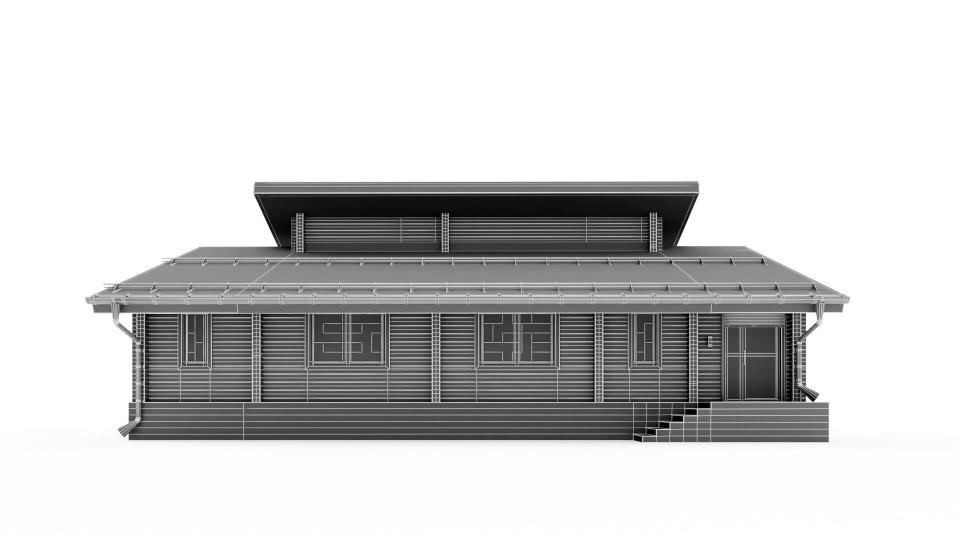 Glued beam house 3D model_45