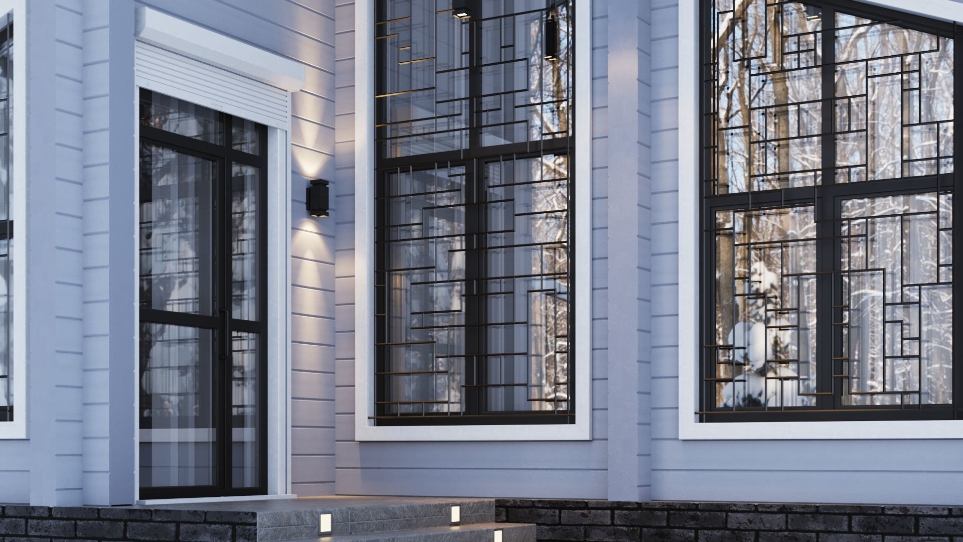 Glued beam house 3D model_12