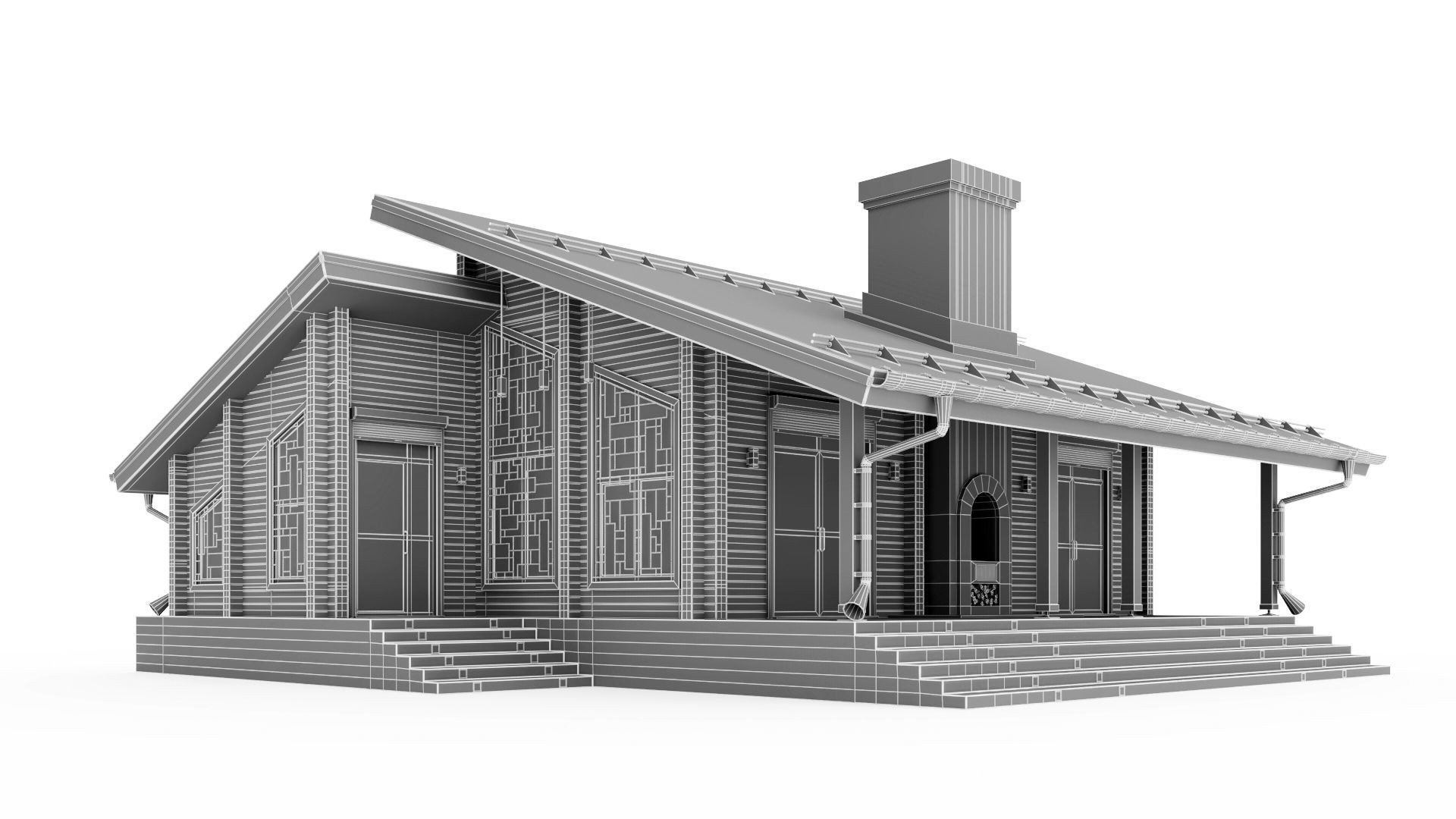 Glued beam house 3D model_40