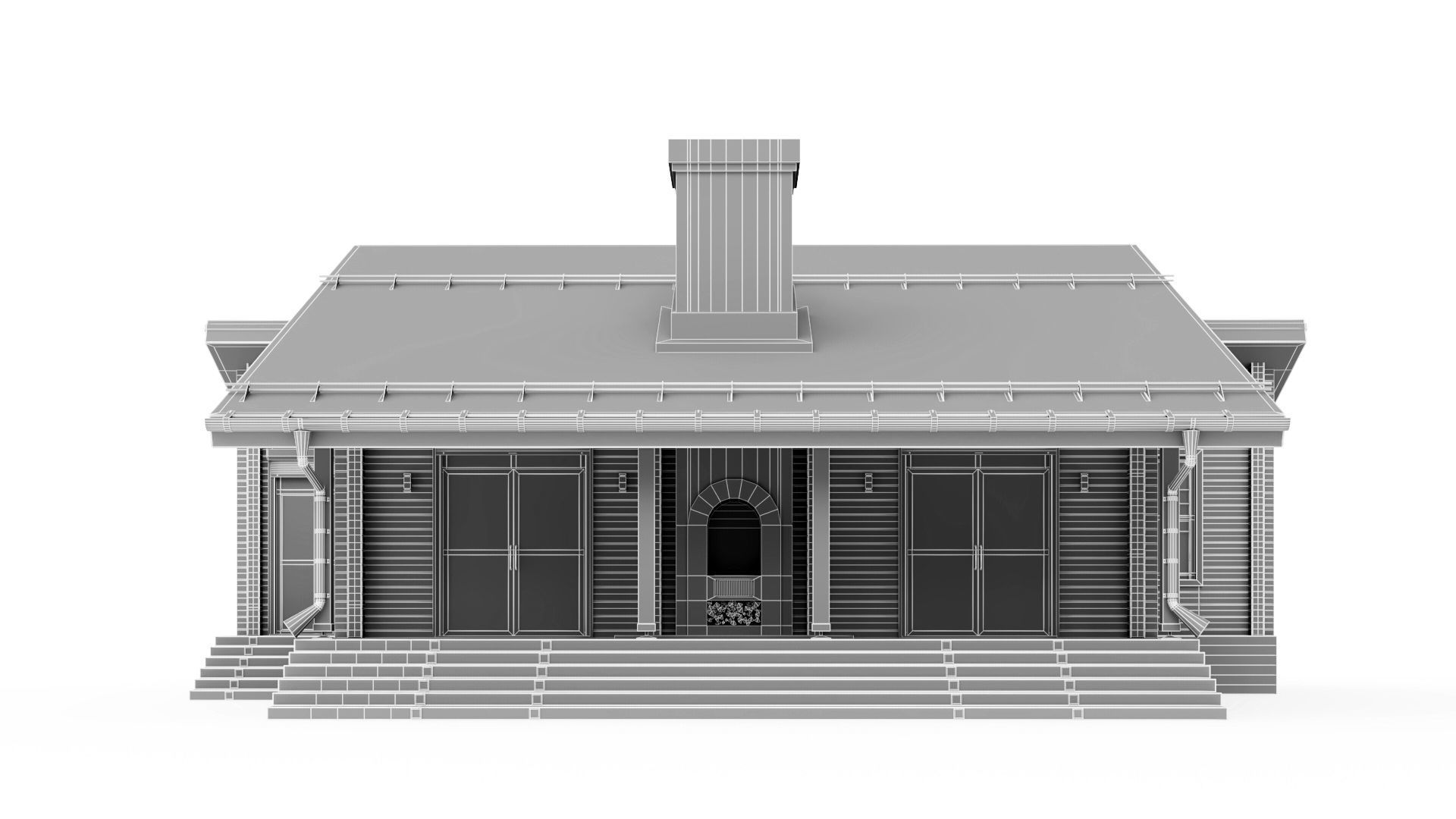 Glued beam house 3D model_41