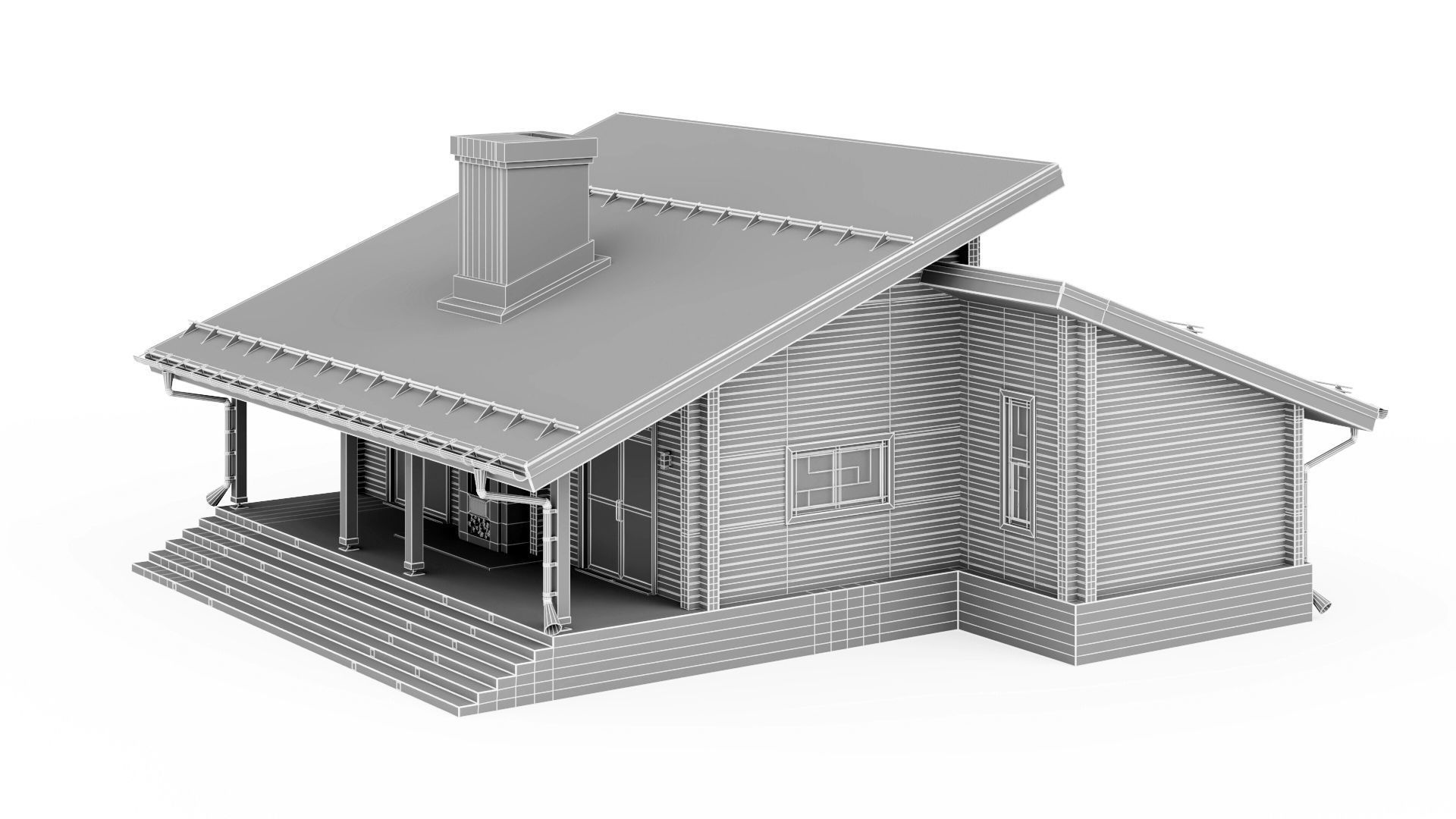 Glued beam house 3D model_48