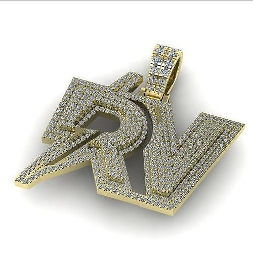 Pendant with letters RV Model 2080 3D print model