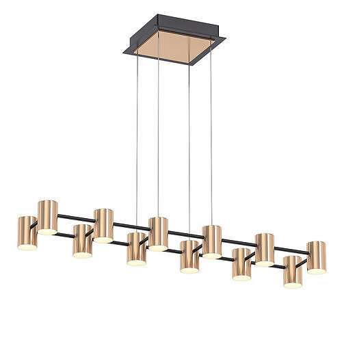 FIA9380-12P pendant light with nine lights in brass and gold 3D model