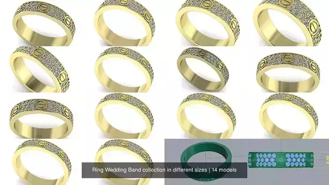 Ring Wedding Band collection in different sizes 