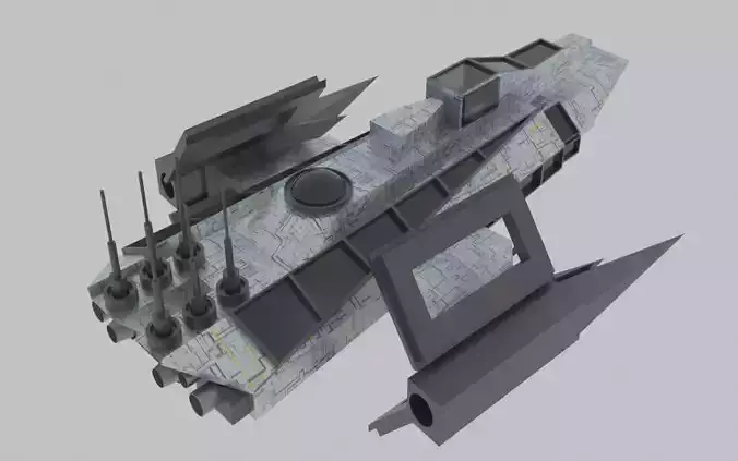  Es - 500 Spaceship  Low-poly 3D model