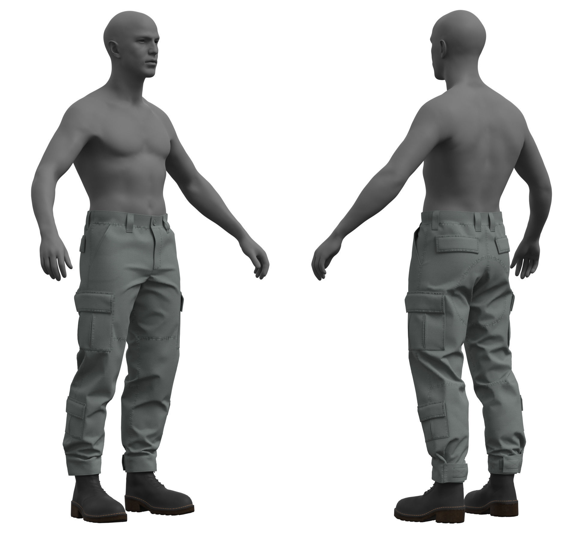 Military Tactical Combat Pants - Marvelous Designer 3D model_2