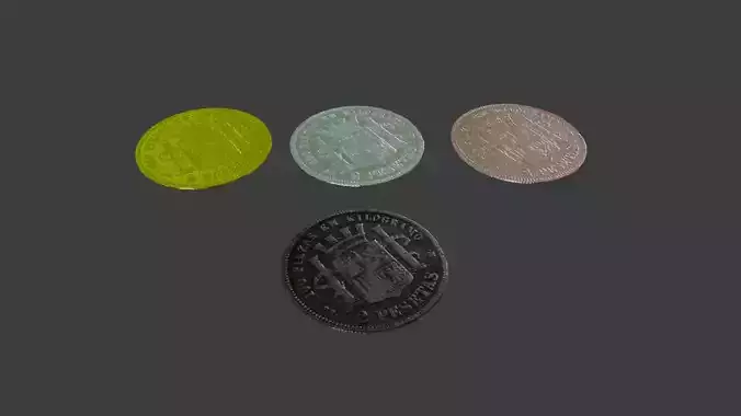 Spanish treasure coins Low-poly 3D model