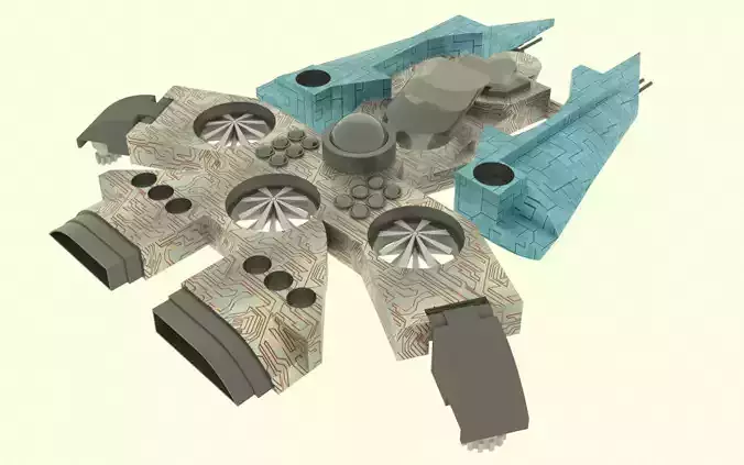 Es - 800 Spaceship  Low-poly 3D model
