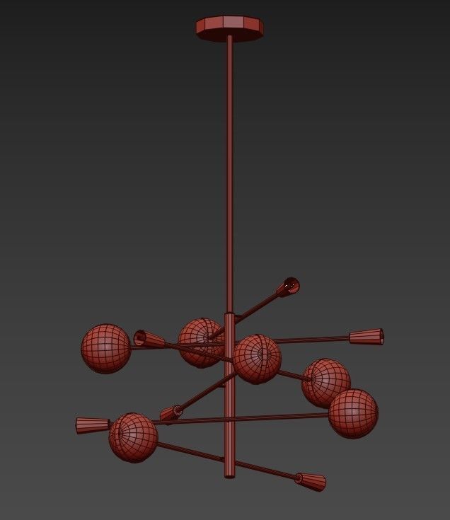 SLIME chandelier with glass globes 3D model_1