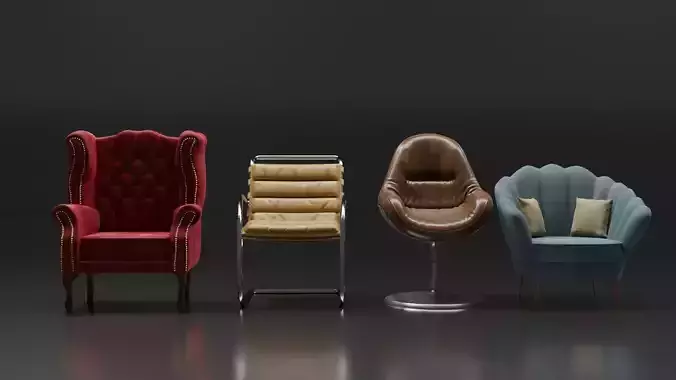 Chair pack  Low poly and High quality chair 
