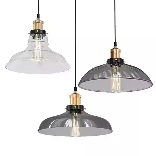 STUDIO three glass and metal pendant lights