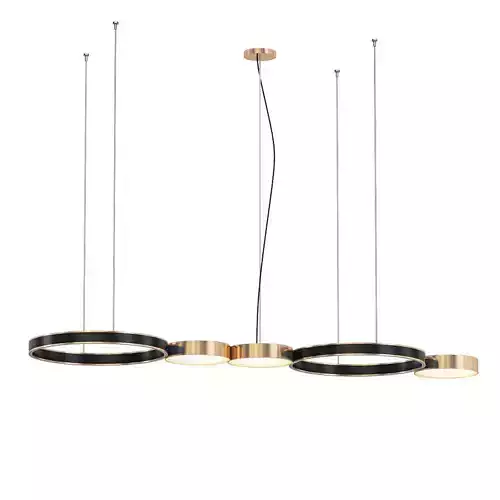 MAVIS chandelier with four circular lights hanging from ceiling