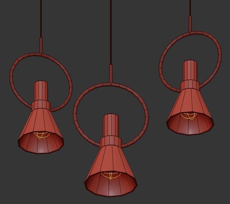 LORAINE modern chandelier with brass and glass shades 3D model_7