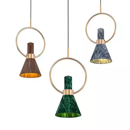 HENNAN three gold and marble pendant lights hanging