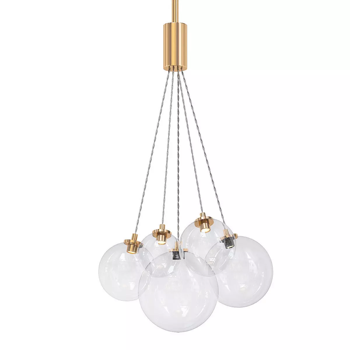 JODIS five light chandelier with clear balls hanging from gol... 3D model_0