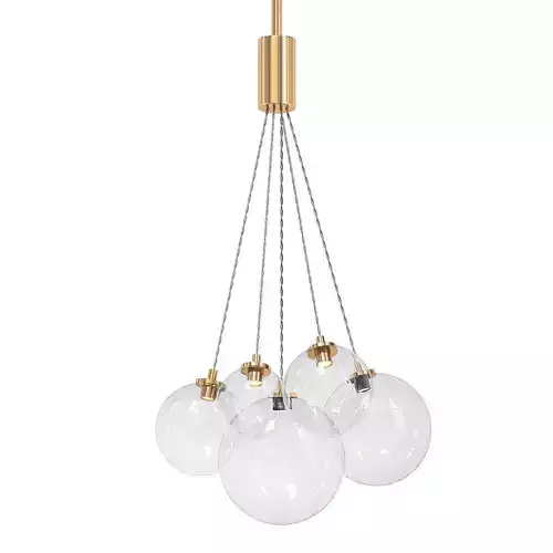 JODIS five light chandelier with clear balls hanging from gol... 3D model