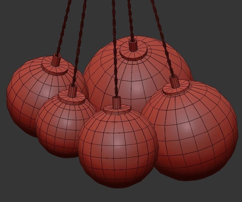 JODIS five light chandelier with clear balls hanging from gol... 3D model_2
