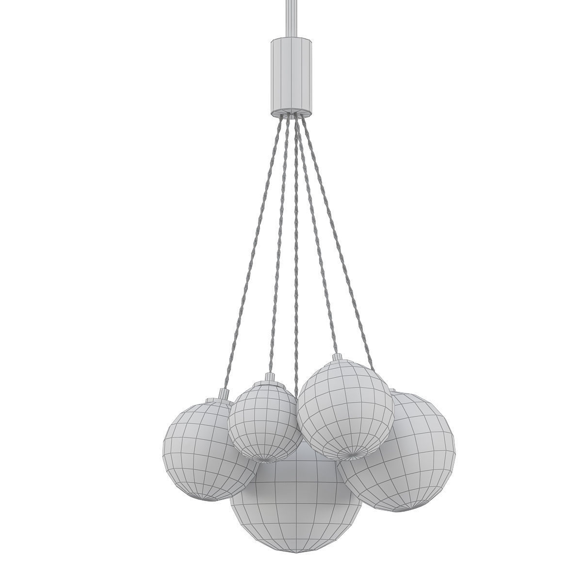 JODIS five light chandelier with clear balls hanging from gol... 3D model_4