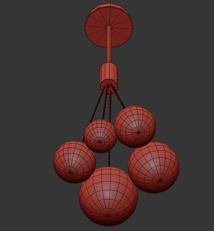 JODIS five light chandelier with clear balls hanging from gol... 3D model_1