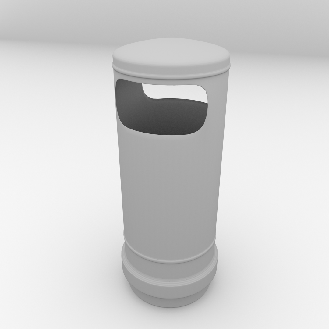 Trashcan metal trash can 3D model_3