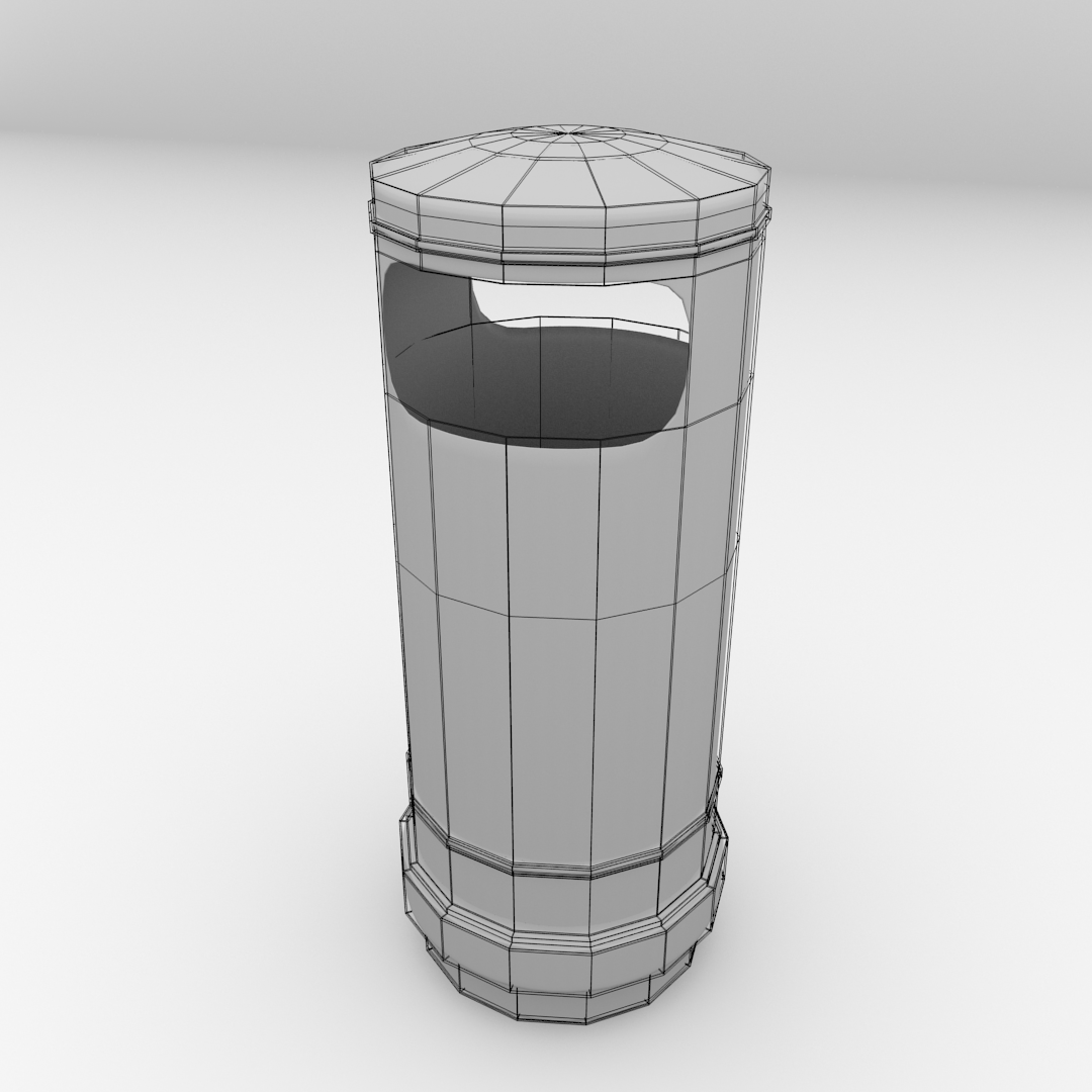 Trashcan metal trash can 3D model_4